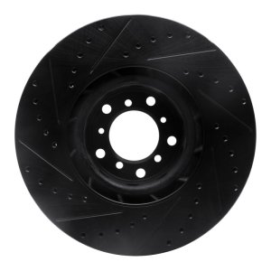 BMW M5 Brake Rotor (1) - Front - R1 Concepts - Drilled & Slotted - Black - `00-`03